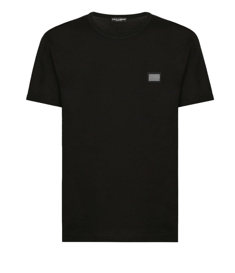 DOLCE&GABBANA T-SHIRT COTONE CON PLACCA LOGATA