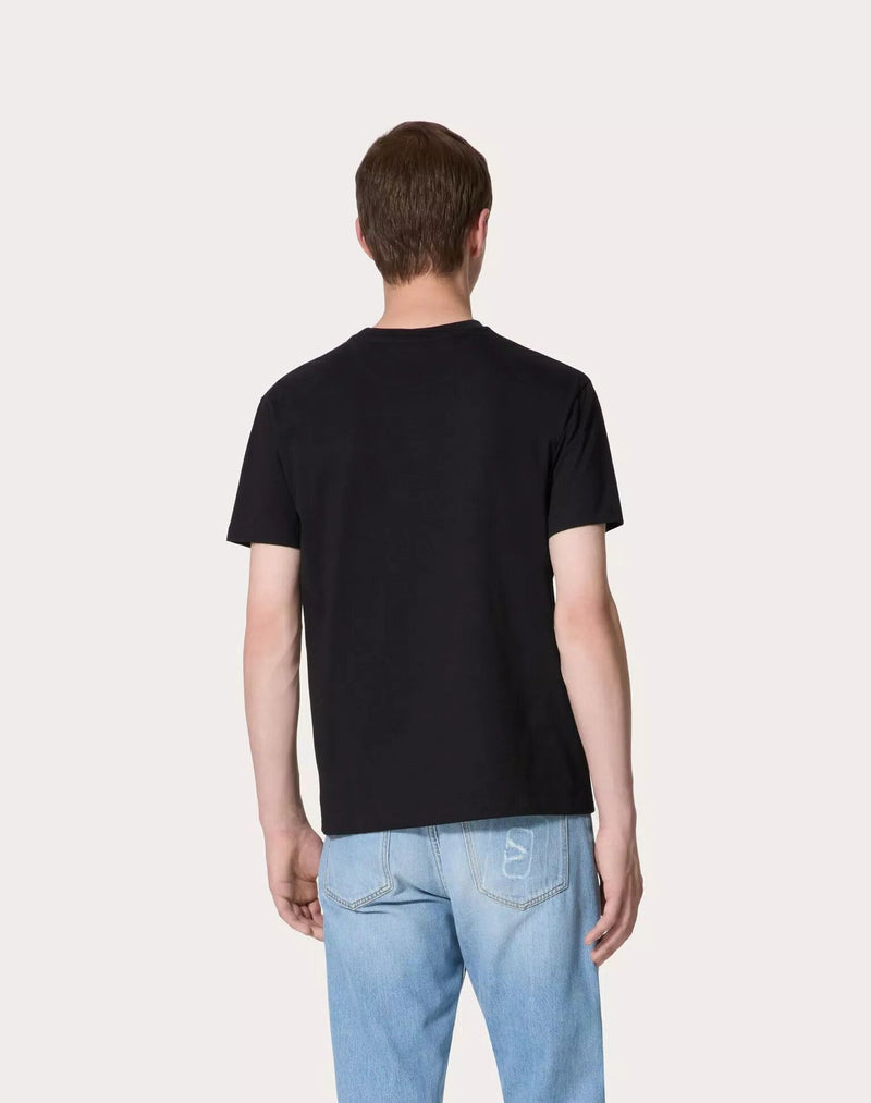 VALENTINO T-SHIRT GIROCOLLO IN COTONE CON STAMPA VLTN