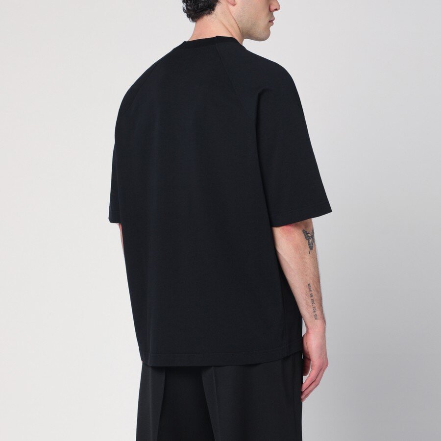 JACQUEMUS T-shirt nera in cotone con logo