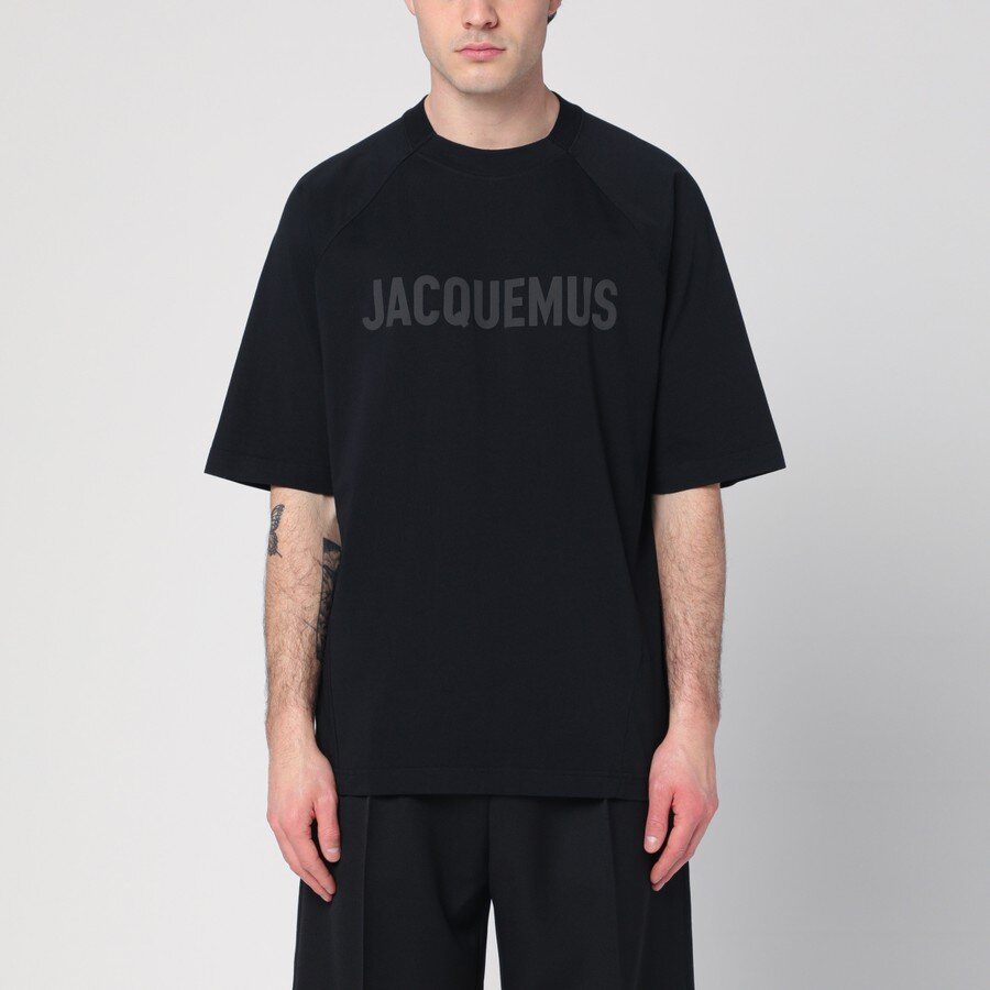 JACQUEMUS T-shirt nera in cotone con logo