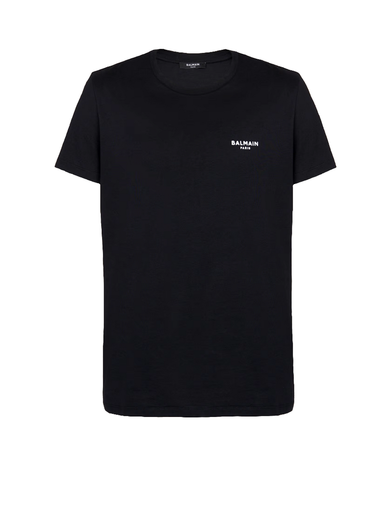 Balmain T-shirt in cotone organico con logo floccato