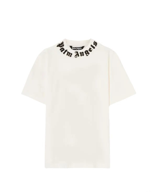 PALM ANGELS T-shirt neck logo bianca