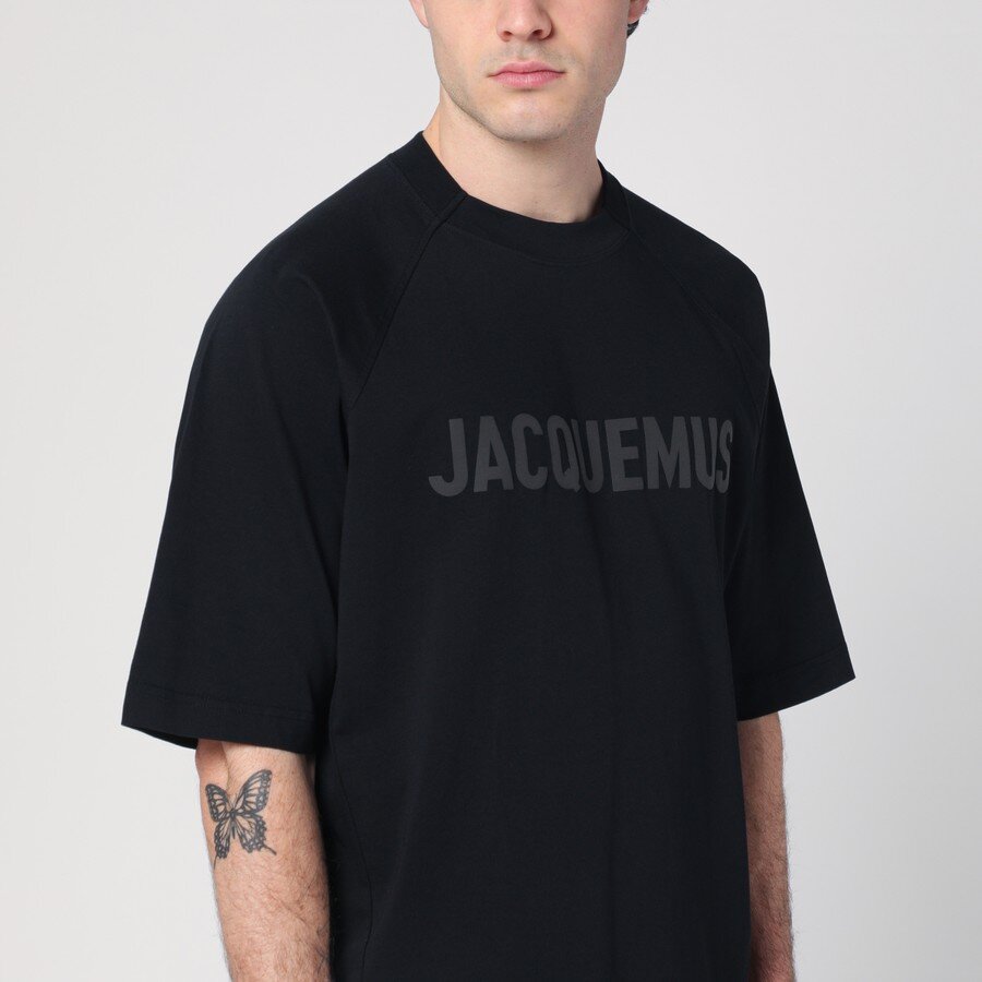 JACQUEMUS T-shirt nera in cotone con logo