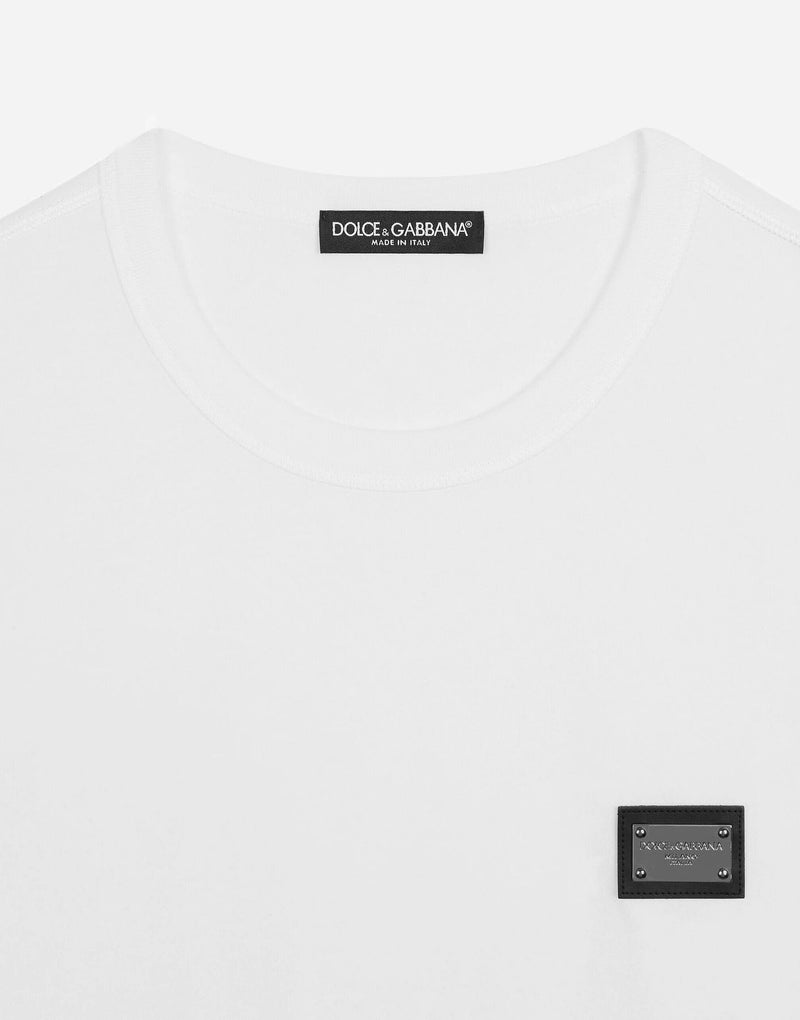 DOLCE&GABBANA T-SHIRT COTONE CON PLACCA LOGATA