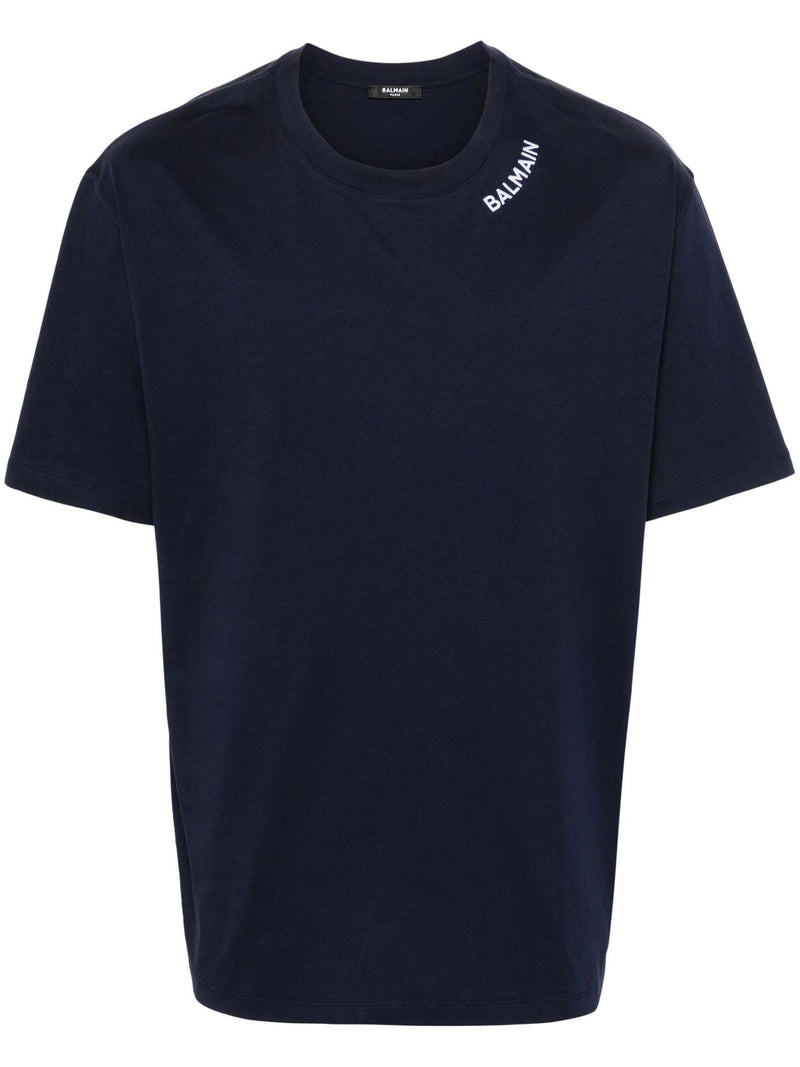 BALMAIN T-shirt con ricamo Balmain sul collo