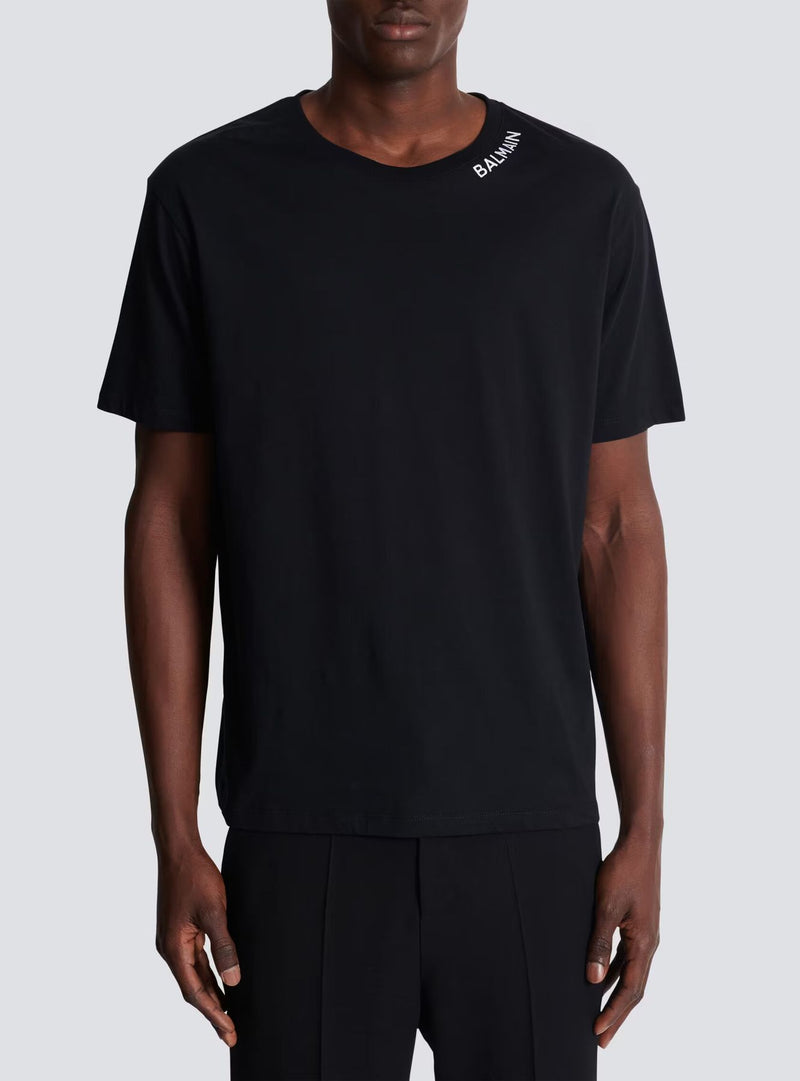 BALMAIN T-shirt con ricamo Balmain sul collo