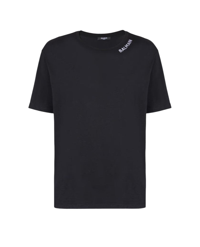 BALMAIN T-shirt con ricamo Balmain sul collo