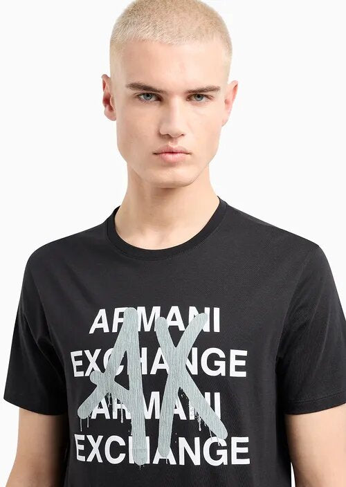 ARMANI EXCHANGE T-shirt in jersey di cotone Pima con stampe sul davanti